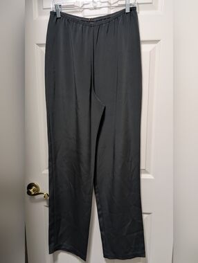 Peter Cohen Dark Gray Silk Pull-on Elastic Pants Size Large L